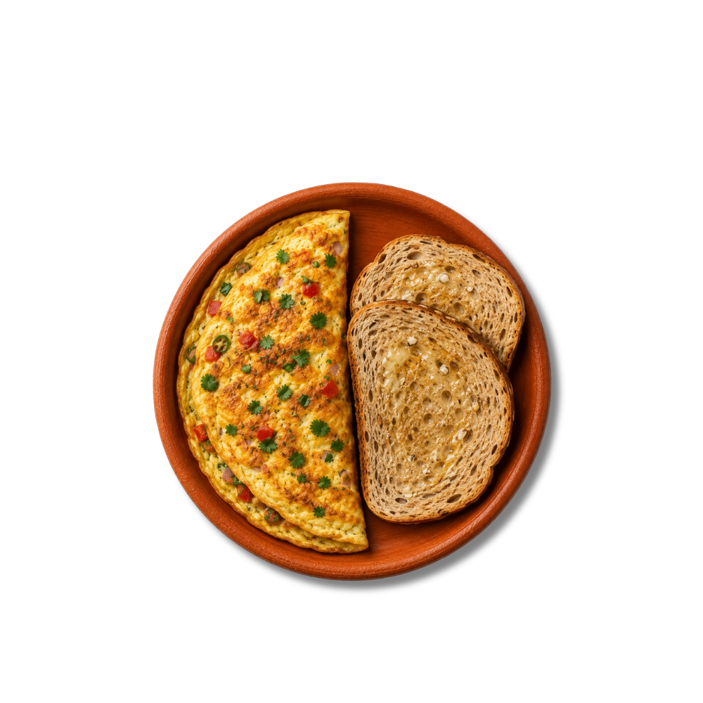 Omelette with Multigrain Bread (Desi Ghee)